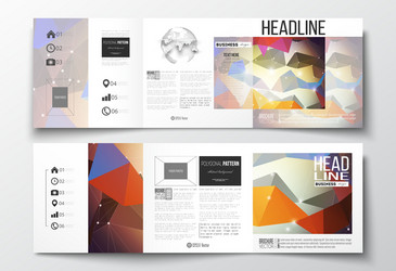 Set of tri-fold brochures square design templates vector