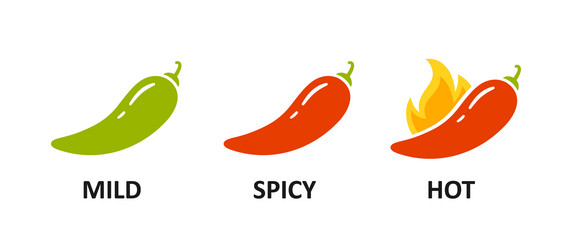 Spice level marks - mild spicy and hot green vector