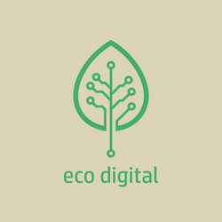 Tree leaf icon in digital style vector