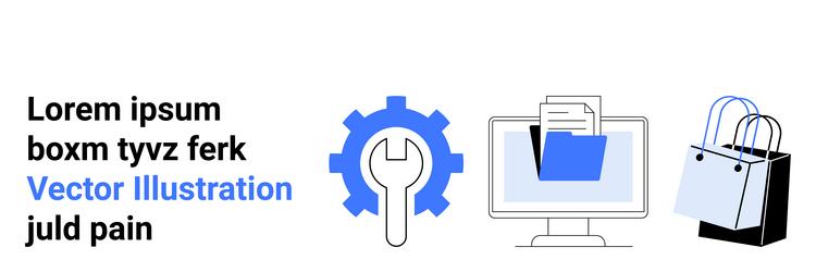 gear with wrench file management on computer vector image