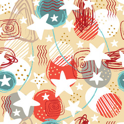 seamless pattern abstract shapes and stars vector image