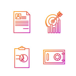 set line safe clipboard with graph chart resume vector image