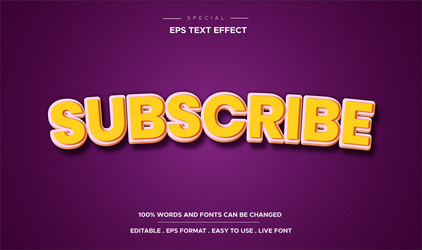 text style 3d effect subscribe bold mockup vector image