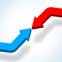 connecting blue and red graph arrows vector image