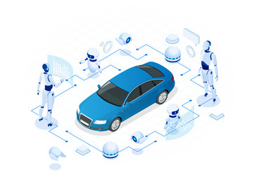 Cybernetic Robots & AI Car Development vector image
