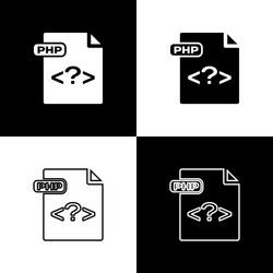 Set php file document download button icon vector