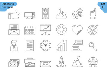 linear icon set 1 - business vector image