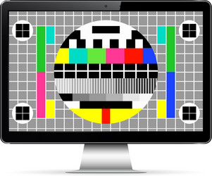 Modern computer display with test screen vector