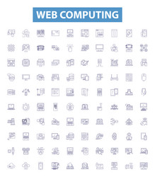 Web computing line icons signs set vector