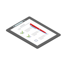 clipboard with to-do list and red pen isometric vector image