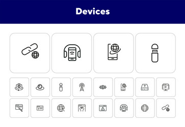 Devices line icon set vector