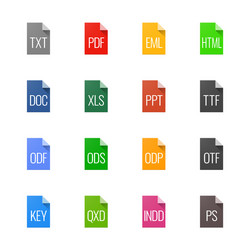 file type icons - texts fonts and page layout vector image