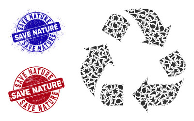 recycle mosaic of shards with save nature distress vector image