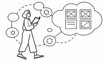 user interacting with digital concepts and ideas vector image