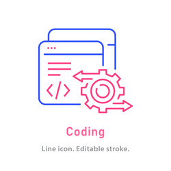 coding line icon on white background editable vector