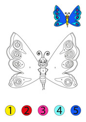 Coloring concept funny butterfly page vector