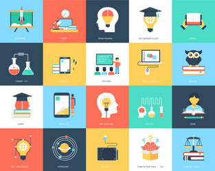 Science and technology flat icons Royalty Free Vector Image