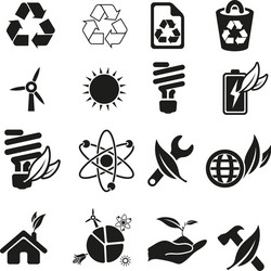 Energy & Sustainability Icon Set Vector Image