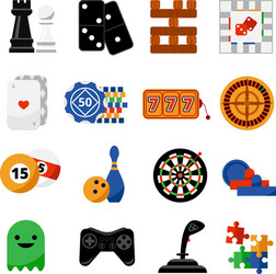 Gambling casino games flat icons set vector