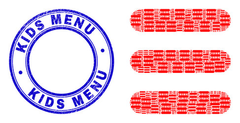 grunge kids menu stamp and list recursion vector image