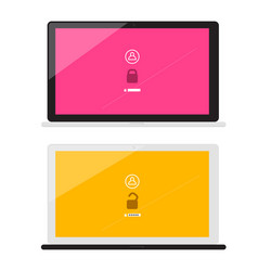 lock and unlock with password symbols on notebook vector image