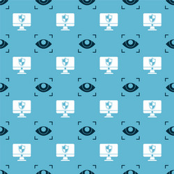 set eye scan and computer monitor shield vector image