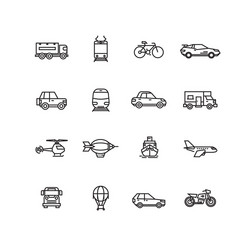 transport line icons set vector