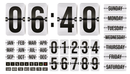flip counter calendar with number month day set vector image
