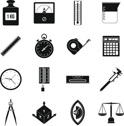 measure precision icons set simple style vector image