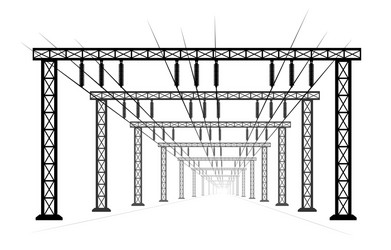 Power line pictured in perspective high vector