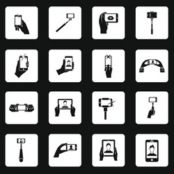 selfie icons set simple style vector image