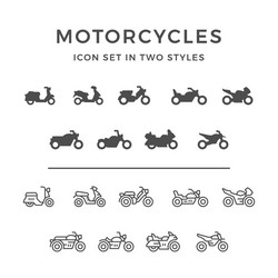 set icons of motorcycle vector