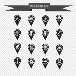 set of map pointer icons for website vector image