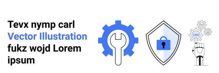 tools security shield and crm hand icons vector image
