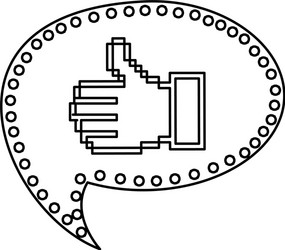 contour of pixel thumb up inside on speech bubble vector image
