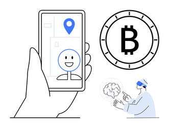 digital integration video call bitcoin vector image