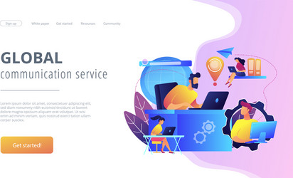 Global network connection concept landing page vector