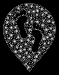 glowing mesh network footprints map marker vector image