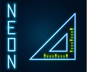 glowing neon line triangular ruler icon isolated vector image