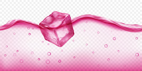 ice cube floating in water red colors vector image