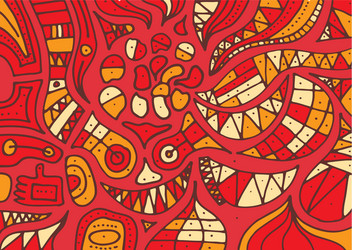 red hand drawn pattern with lines vector image