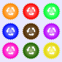 refresh icon sign a set of nine different colored vector image