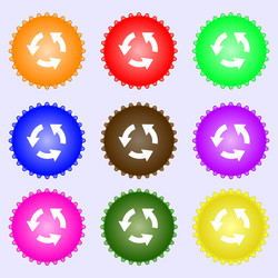 Refresh icon sign a set of nine different colored vector