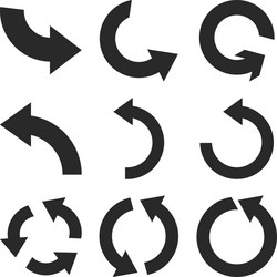 Rotate counterclockwise flat icon set vector