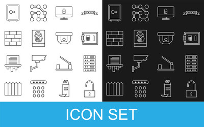 set line open padlock server data web hosting vector image