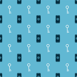 set smartphone with fingerprint scanner and key vector image
