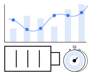 battery level and stopwatch timer with bar graph vector image