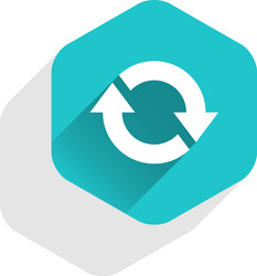 flat arrow sign refresh icon hexagon button vector image