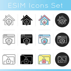 Internet security system icons set vector