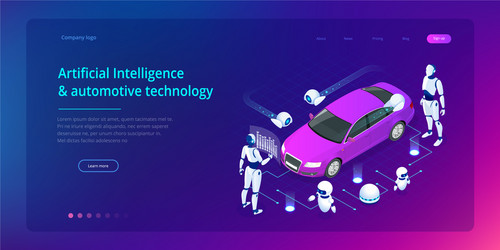 isometric cybernetic robots works with a virtual vector image